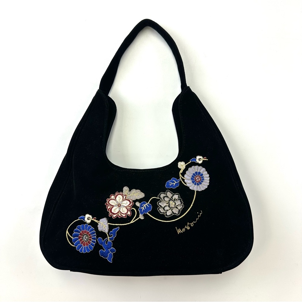 Mossimo Supply Co. Black Shoulder Bag with Floral Embroidery
